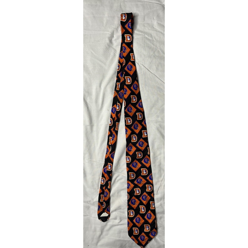 Vintage Ralph Martin RM Sport Next Tie NFL Denver Broncos 1996 Black Orange Blue